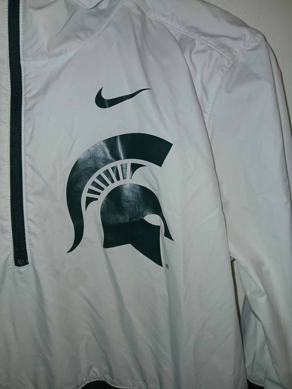Nike White and Green Spartan Pullover Windbreaker Jacket Small - Picture 3 of 4